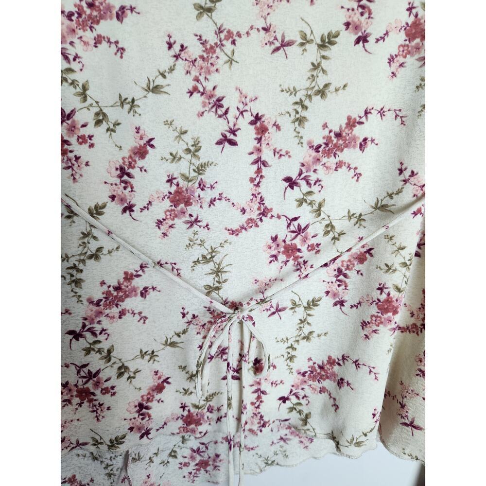 Studio Y Vtg babydoll floral blouse sz L cottagecore Y2K romantic ruffle boho - Picture 4 of 9